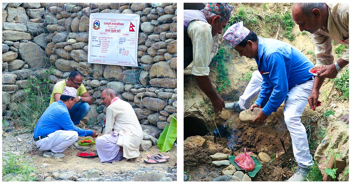 माओवादीले बम पड्काएर ध्वस्त पारेको पुतौधारा खोलाको पुल शिलान्यास