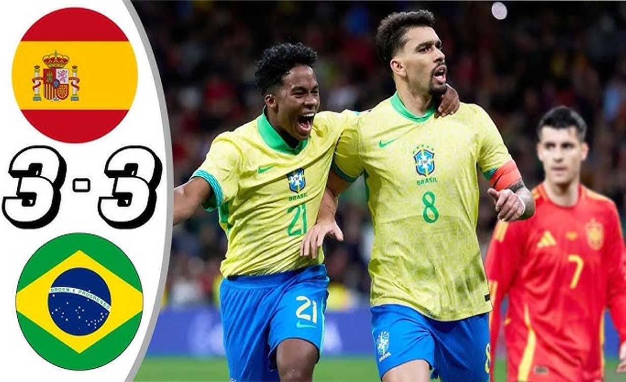 मैत्रीपूर्ण खेलमा ब्राजिलले स्पेनलाई बराबरी रोक्यो